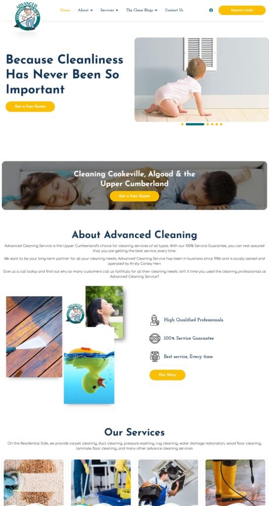 Advanced Cleaning Service website