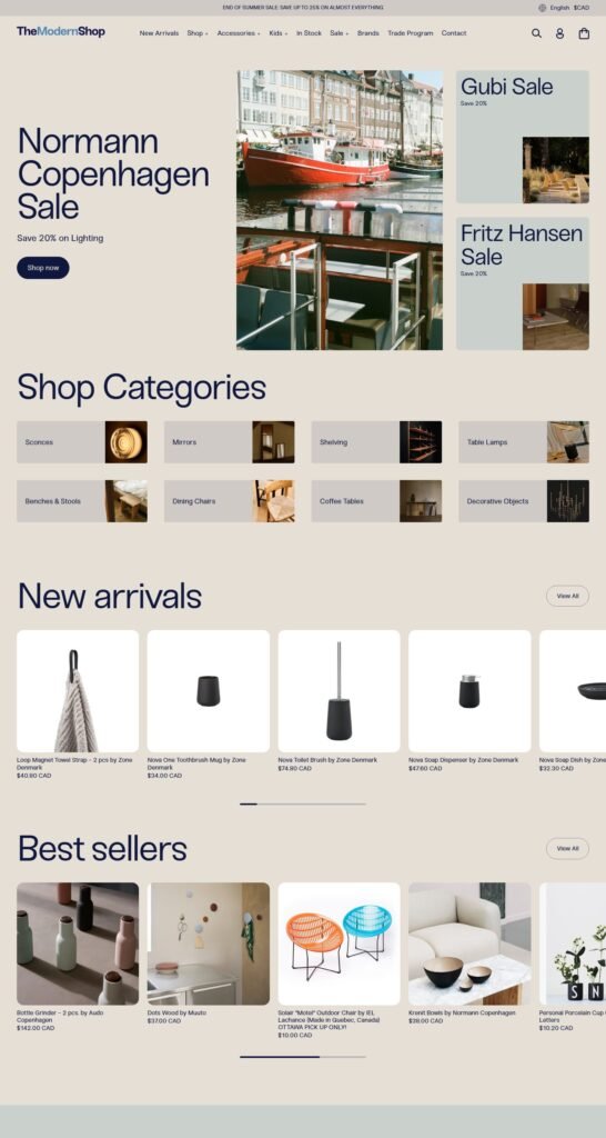 The Modern Shop website